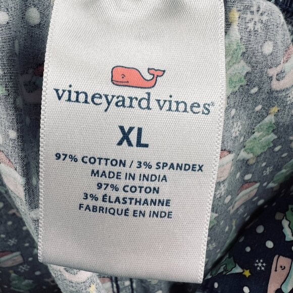 Vineyard Vines Mens Pajama Pants Extra Large Blue Whale Santa Hat Christmas Tree - Picture 5 of 10